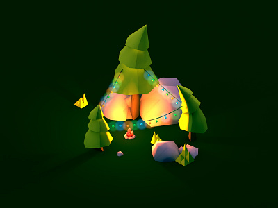 Little woods 3d c4d cinema 4d clean color concept cute digital forest isometric landscape low poly