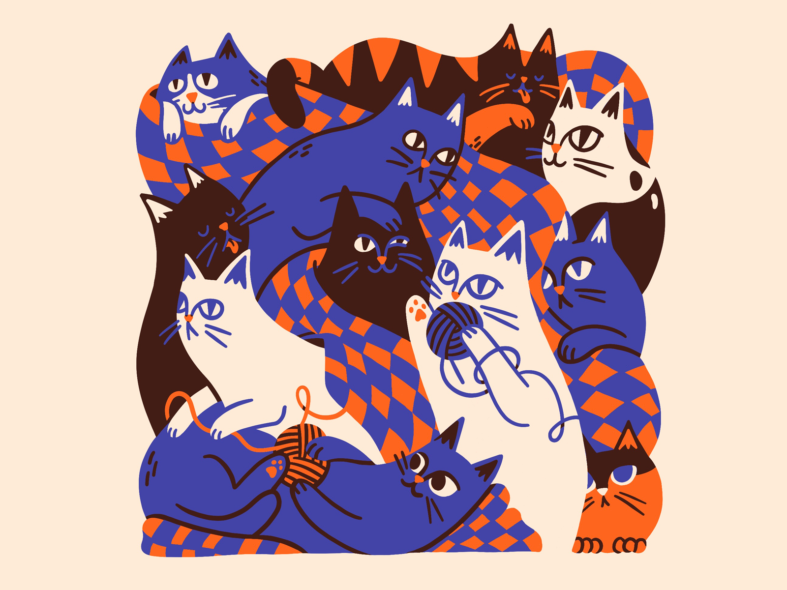 Pile of Cats by Michelle Malréchauffé on Dribbble