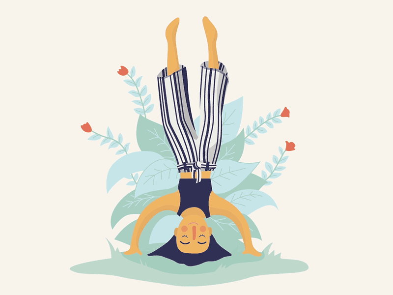 Upside down ae after effects animation girl illustration motion graphics nature plants portrait vector vector illustration