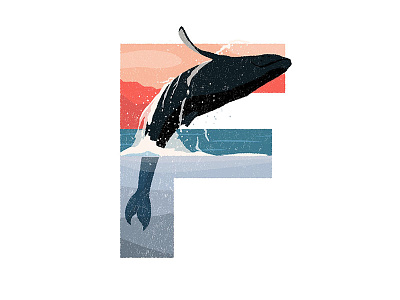 F is for Fin Whale 36 days of type 36dot animal endangered animals endangeredfromatoz fin whale illustration letter nature stop extinction wild life