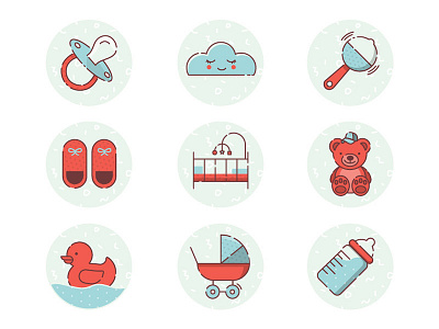 Baby Icon Set baby cloud collection design first year icons illustration illustrator pacifier rubber duck stickers vector