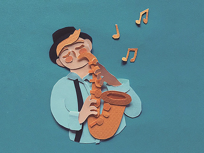 Paper Saxophonist craft illustration jazz musician paper paper illustration saxophonist