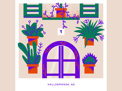 Valldemossa, ES door house illustration plants spain travel valldemossa vector visit
