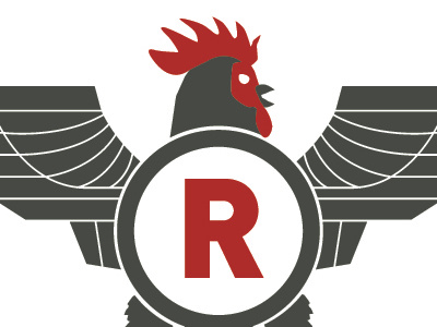 The Rooster Initiative black branding identity logo red rooster white