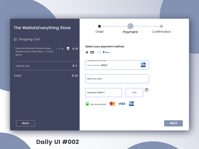 Daily UI 002 - Checkout Page by Eyal Yeruham on Dribbble