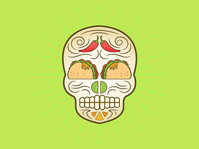 Taco Skull food hot pepper illustrations lime mexican mexican food skull taco tortilla