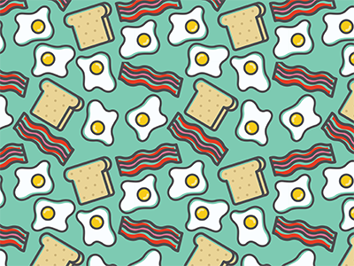 Bacon & Eggs & Toast bacon breakfast eggs illustrator pattern retro toast