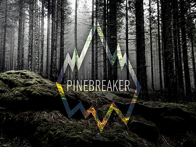Pinebreaker Proto ad band banner design forest green logo nature pine symbol