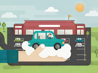 Promotional illustration for Parking Concept cars illustration mall parking shop