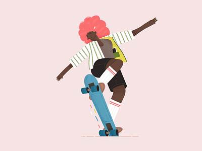 Trendy woman skateboarding