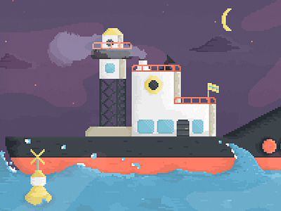 8bit Boat 8bit boat light night pixel pixel art sea