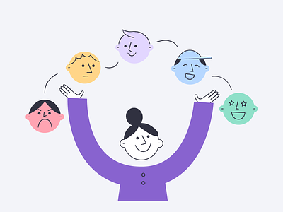 Screeb - Measure Customer Satisfaction character csat emoji feedback illustration illustrator product illustration saas satisfaction survey template woman