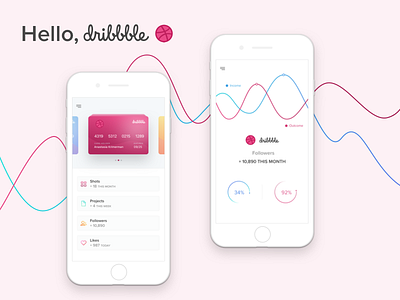 Hello, Dribbble app bank banking card cards finance interface ios minimal payments ui ux