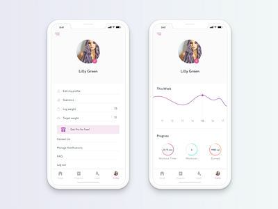 iPhone X - Profile & Statistics app chart fit fitness health ios iphone x profile progress statistics ui ux