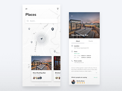 Find great places and events near you app events iphone layout location map mobile profile ui user ux
