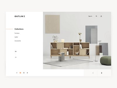 Outline Homepage clean design ecommerce furniture hero homepage minimalistic design modern shop ui ui daily ux web website