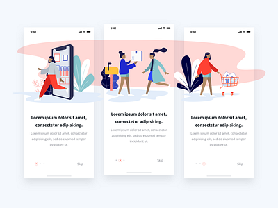 Online shopping walkthrough app clean design humaaans illustration ios mobile register ui ux walkthrough