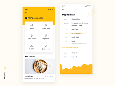 Food App app clean design food app interface ios list mobile profile task ui ui daily user ux