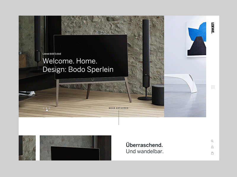 LOEWE.tv Relaunch Concept animated gif grid layout loewe minimalism navigation scroll sticky navigation ui ux