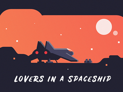 Lovers in a spaceship design illustration
