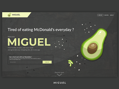 Miguel app avocado branding design logo recipes shopping app web