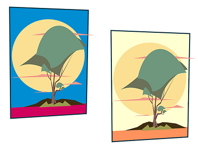 Geometree environment illustration sunset tree vector