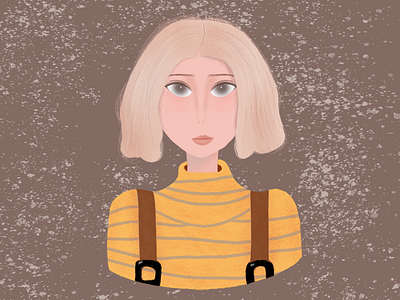White hair girl with yellow stripe shirt art design fashion flat girl illustration shirt