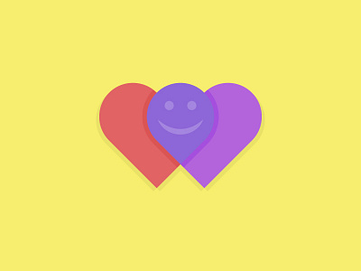 Red + Purple happy hearts icon love purple red smiley yellow