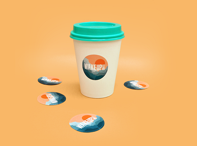 Wake Up Coffee - Сoffee Stickers coffee coffee cup dribbble identity illustration logo