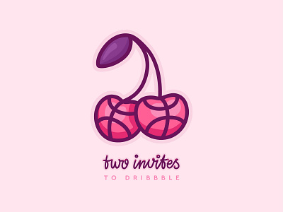 Two sweet Dribbble Invites! 🍒 cherries cherry dribbble dribbble invite intvites invitation invite invite2 logo logotype