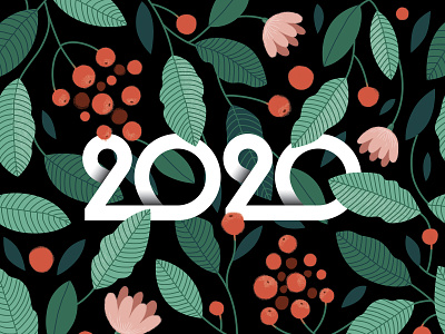 2020 - New Year Card 2020 botanic branding christmas identity illustration lettering logo logotype new year pattern seamless pattern