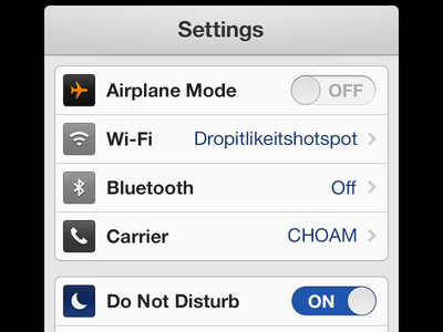 iOS 7 settings