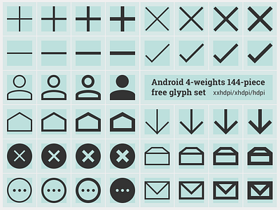 Free Android icons in 4 weights