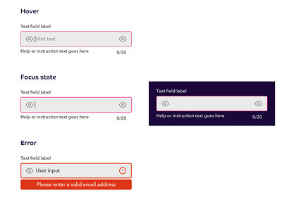 Deepsea Text fields error form input text field ux