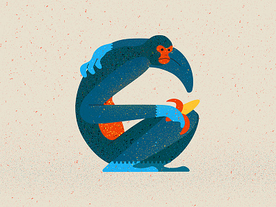 Gibbon (letter G) 36 days of type 36daysoftype animal banana character design flat gibbon illustration letter monkey typogaphy vector