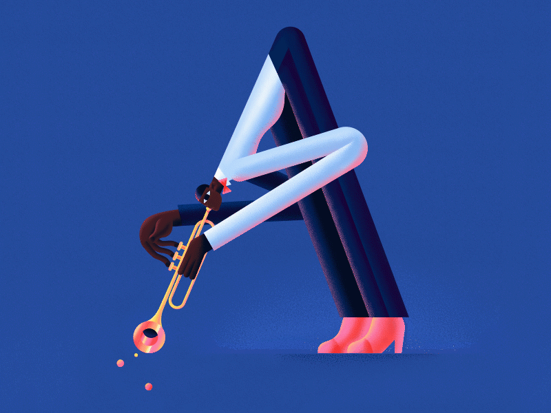 Letter A 36daysa 36daysoftype animation character design illustration jazz music