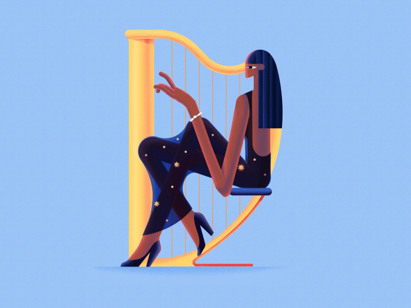 Letter D 36 days of type 36daysd 36daysoftype animation character gif harp illustration motion motion design music vector