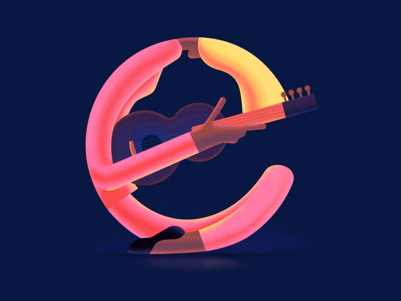 Letter E 36daysoftype animation character gif guitar illustration motion motion design music type typogaphy vector
