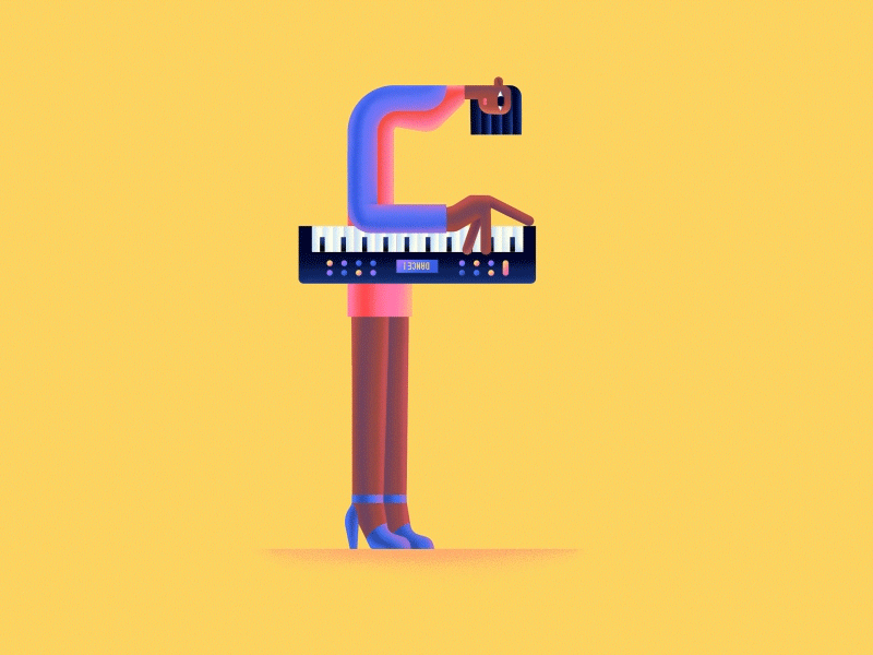 Letter F 36days 36daysoftype animation character dance digital fun illustration motion motion design music synthesizer typogaphy women