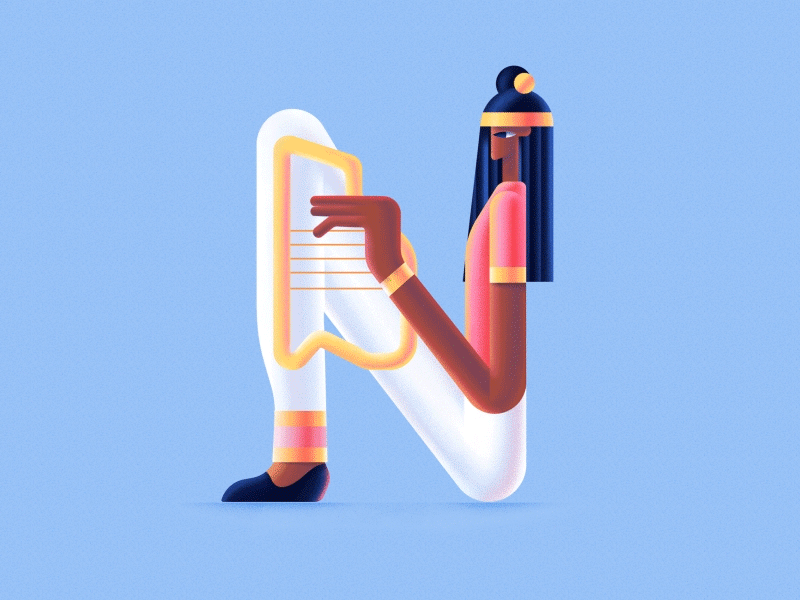 Letter N 36daysoftype animation character digital gif illustration letter motion motiongraphics music snake women