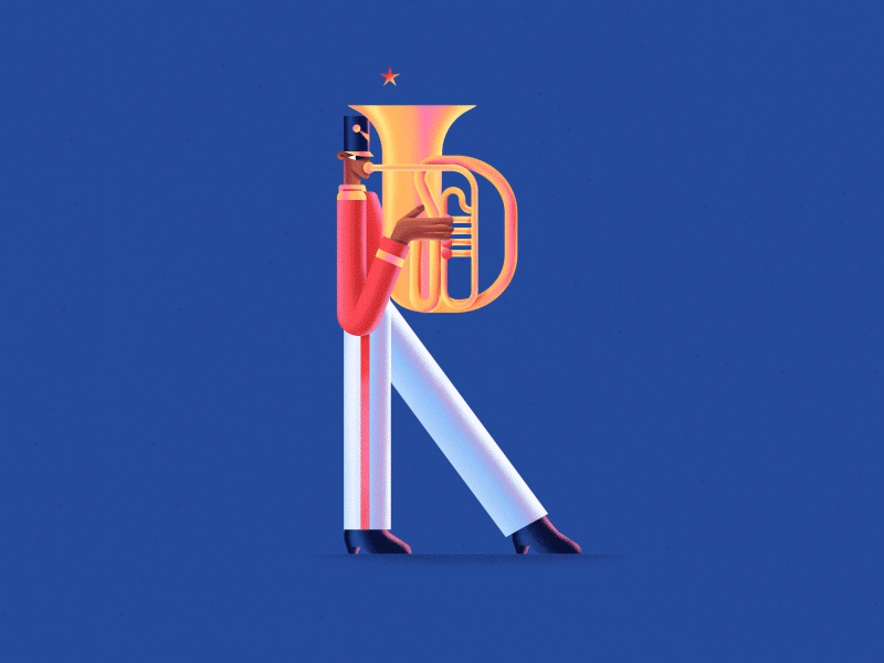 Letter R 36daysoftype animation character digital flat gif illustration motion motion design motiongraphics music star vector