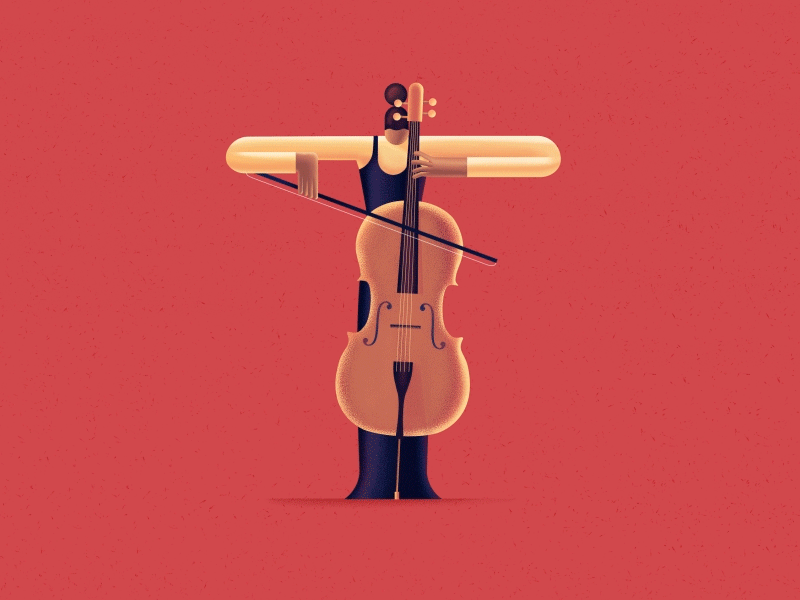 Letter T 36daysoftype animation cello character digital illustration gif illustration motion motion design motion graphic music