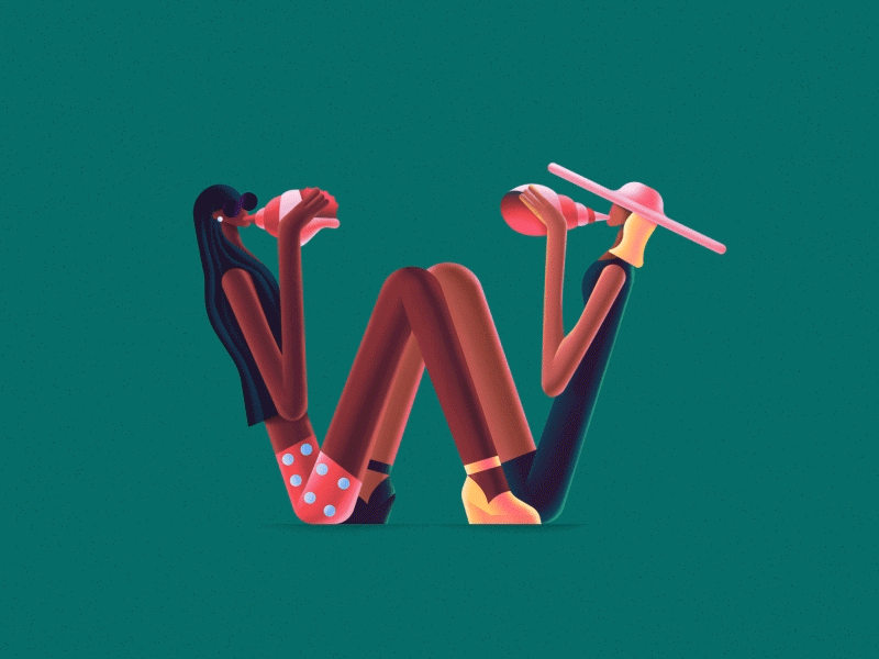 Letter W 36daysoftype animation beach character design illustration motion motion graphics summer typography