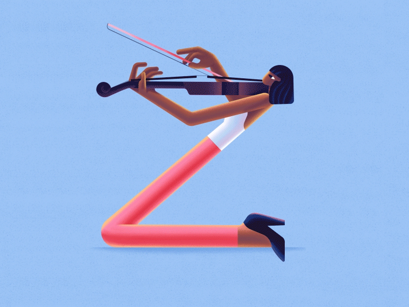 Letter Z 36daysoftype animation character digitalart illustration music typography vector violin women