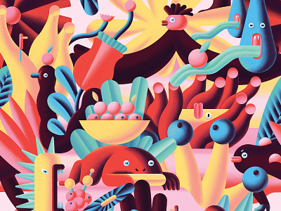 Endless forest animal digital digitalart fores fun illustration pattern plant