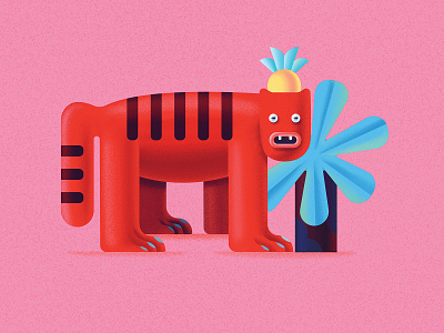 Tiger character digital digitalart fun illustration plant tiger