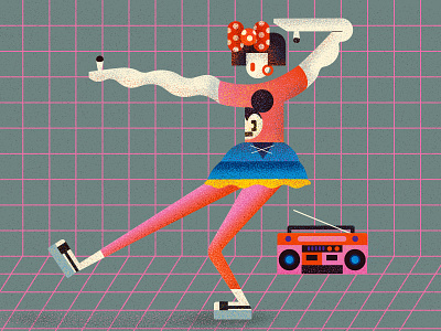 Dancing! 90s art character dance fun girl illustration mickeymouse music recorder vector women