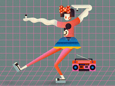 Dancing! 90s art character dance fun girl illustration mickeymouse music recorder vector women