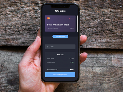 DailyUI Challenge Day 2 amount android app bill card checkout dark easy fast ios minimal payment play simple ui ux uxer web