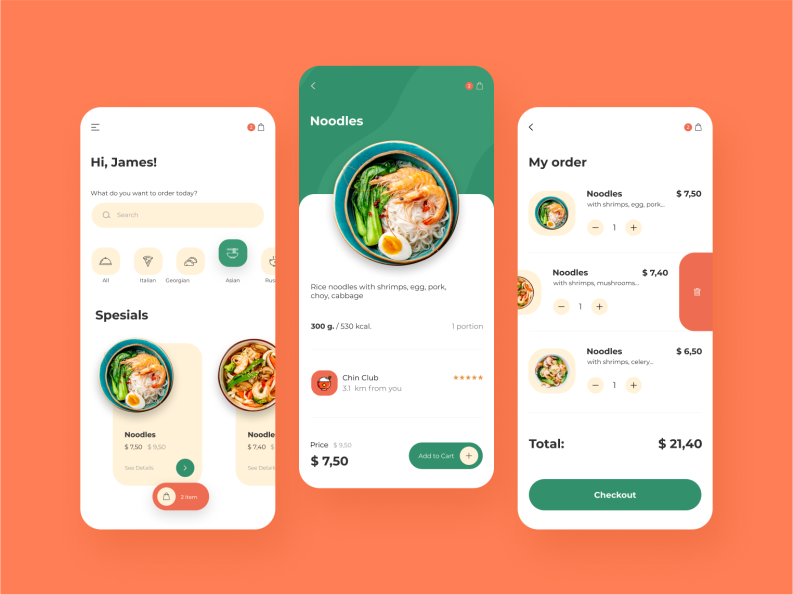 Food delivery app concept by Liza Key on Dribbble